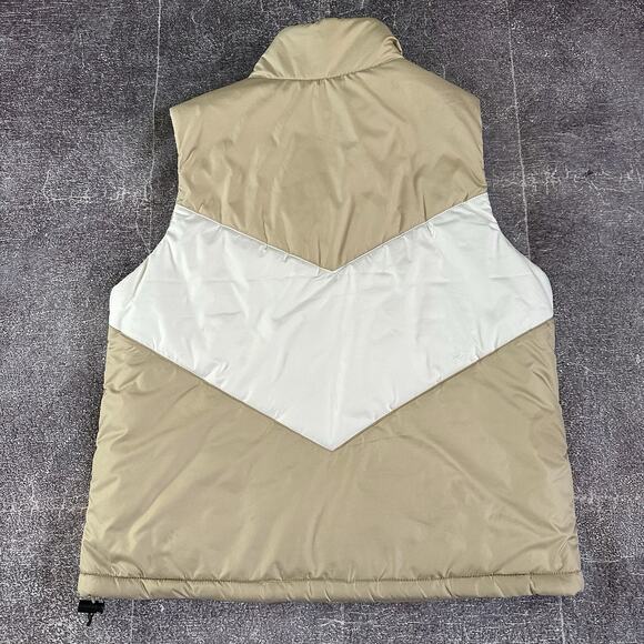 Womens The North Face Sylvester White Beige Khaki Zip Up Puffer Vest Jacket Sz M - Picture 4 of 5